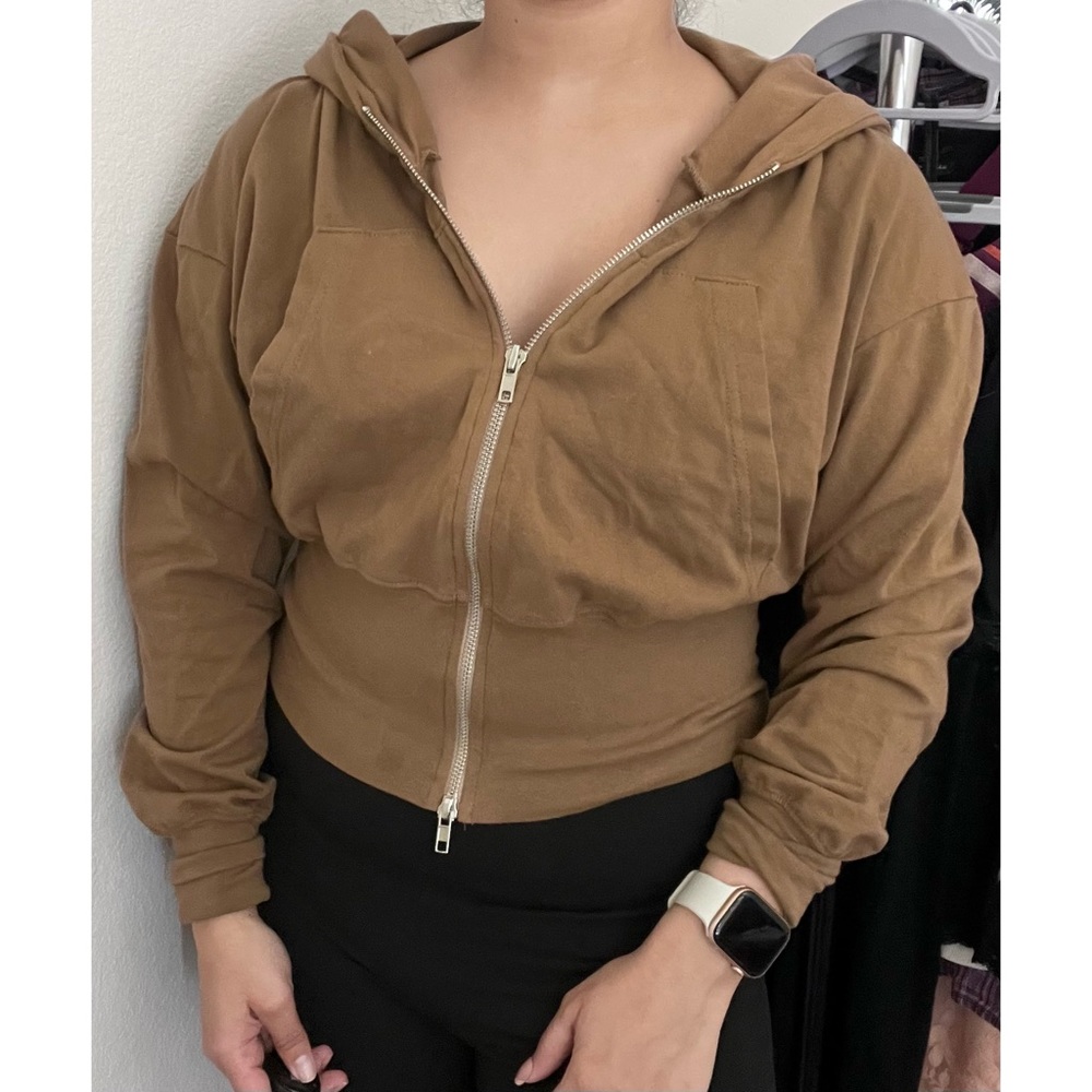 Free People Movement Mocha Brown Cropped Jacket